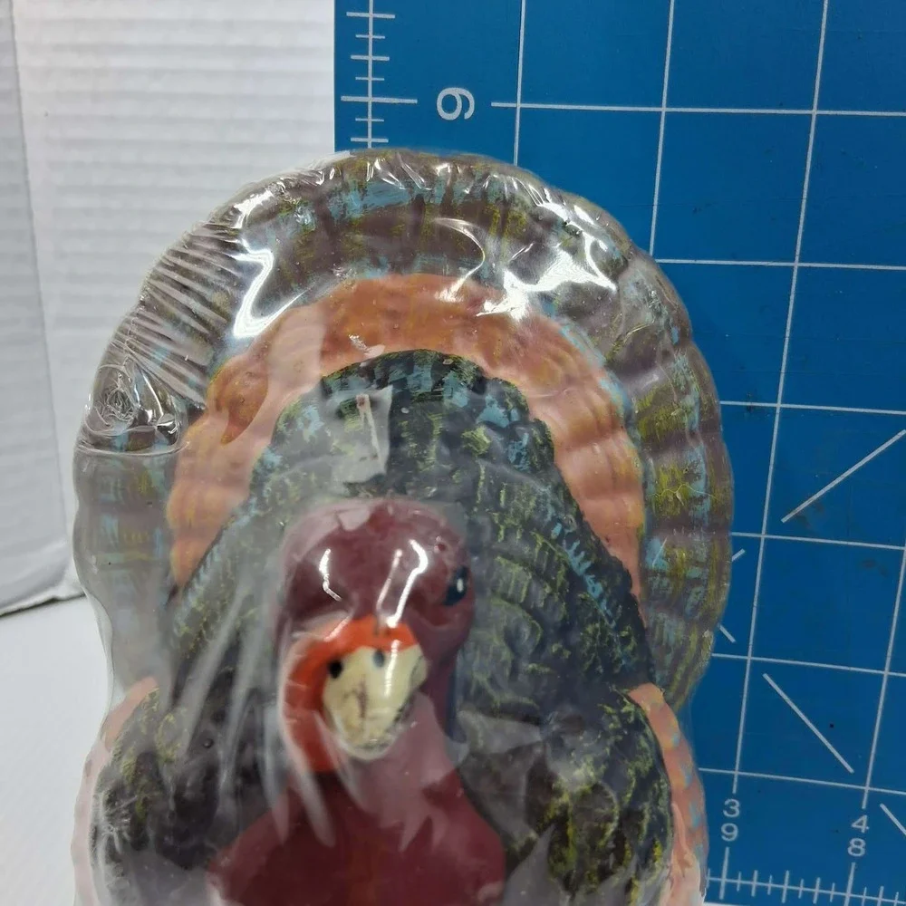 Vintage Style Thanksgiving Turkey Pillar‎ Candle Hand Painted Fall Decor 6 Inch